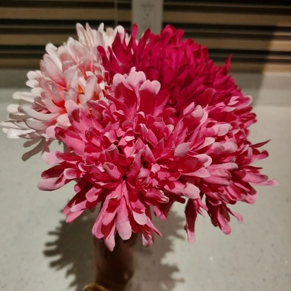 Ikea Faux Flowers 6 Pink Mums Botanical Boho Home Decor Work Feminine Nursery